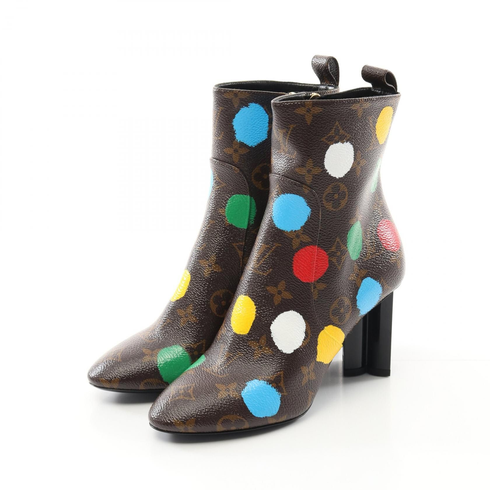 Louis Vuitton Louis Vuitton Louis Vuitton × Yayoi Kusama Monogram Coated Canvas Boots Canvas Shoes in Brown, Women's