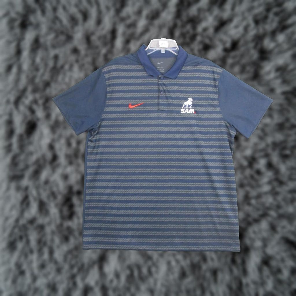 Nike Nike Dri-FIT Victory Polo Shirt Mens XL Navy Gray Stripe SAM Bulldog Golf Size US XL / EU 56 / 4 - 1 Thumbnail