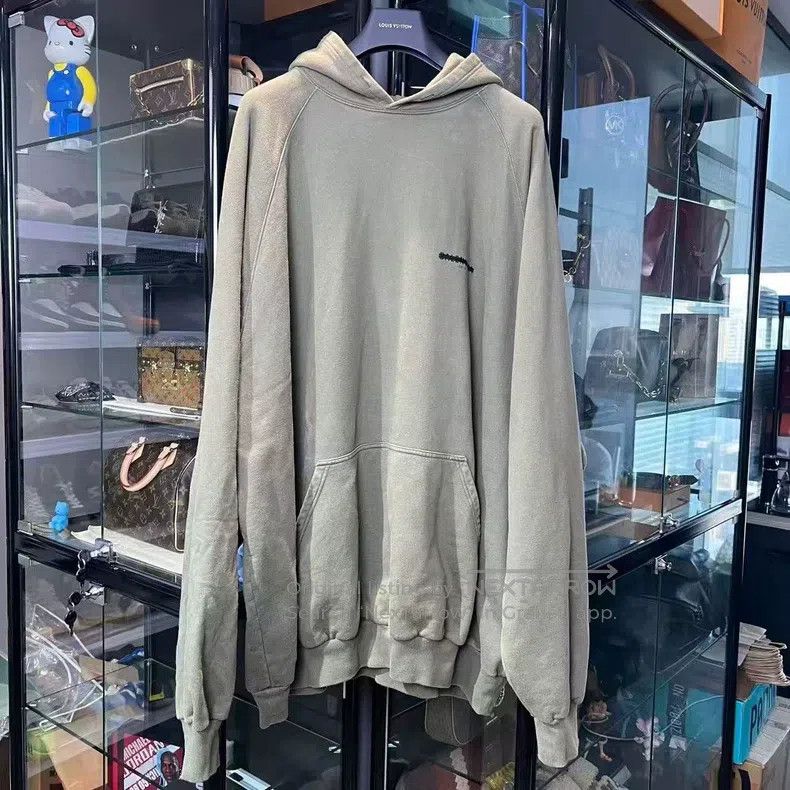 Balenciaga Balenciaga Olive Green Shadow Line Hooded Sweatshirt Size US L / EU 52-54 / 3 - 1 Thumbnail