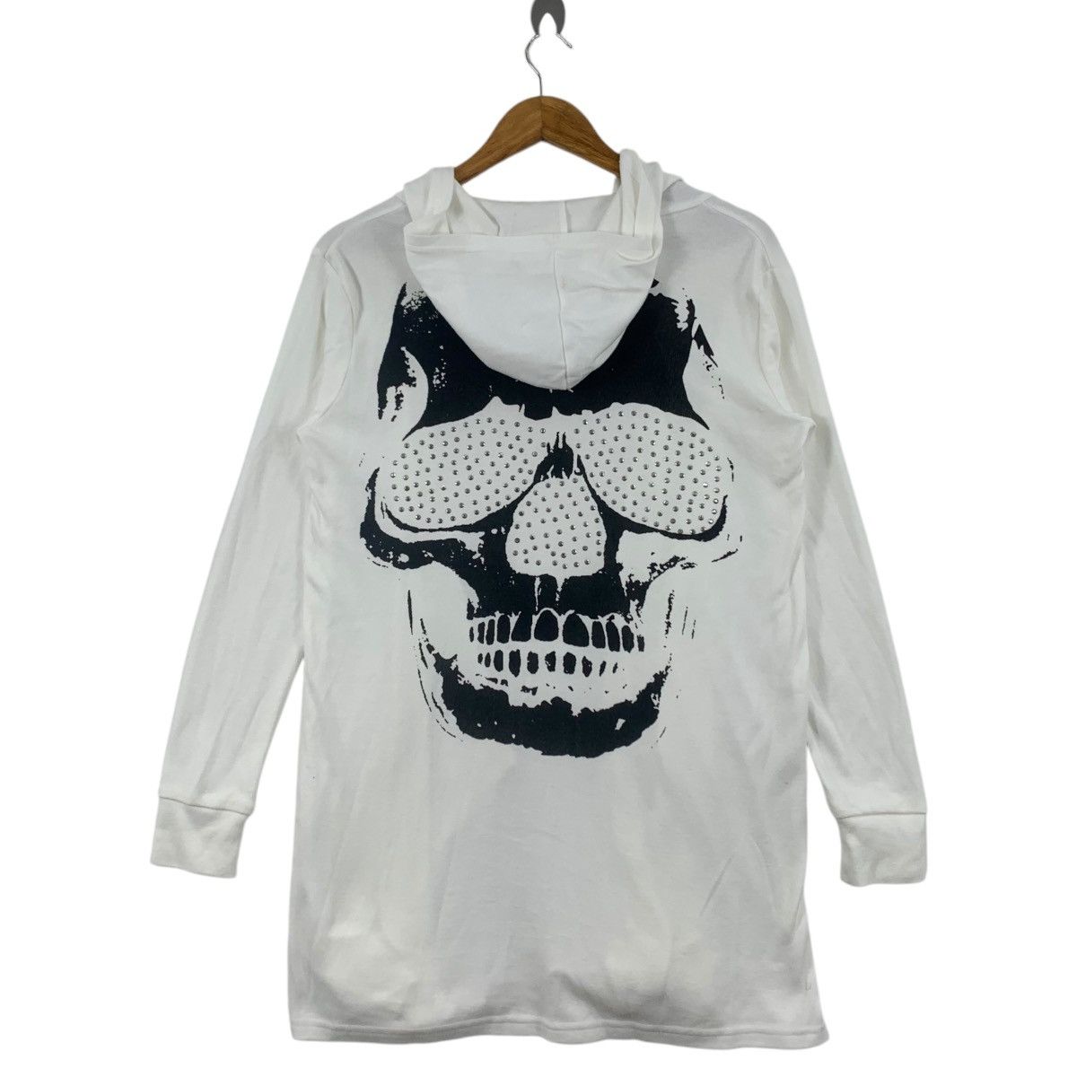 Japanese Brand Vintage M.K.R Japanese Brand Skull Print Hooded White Shirt Size US S / EU 44-46 / 1 - 1 Thumbnail