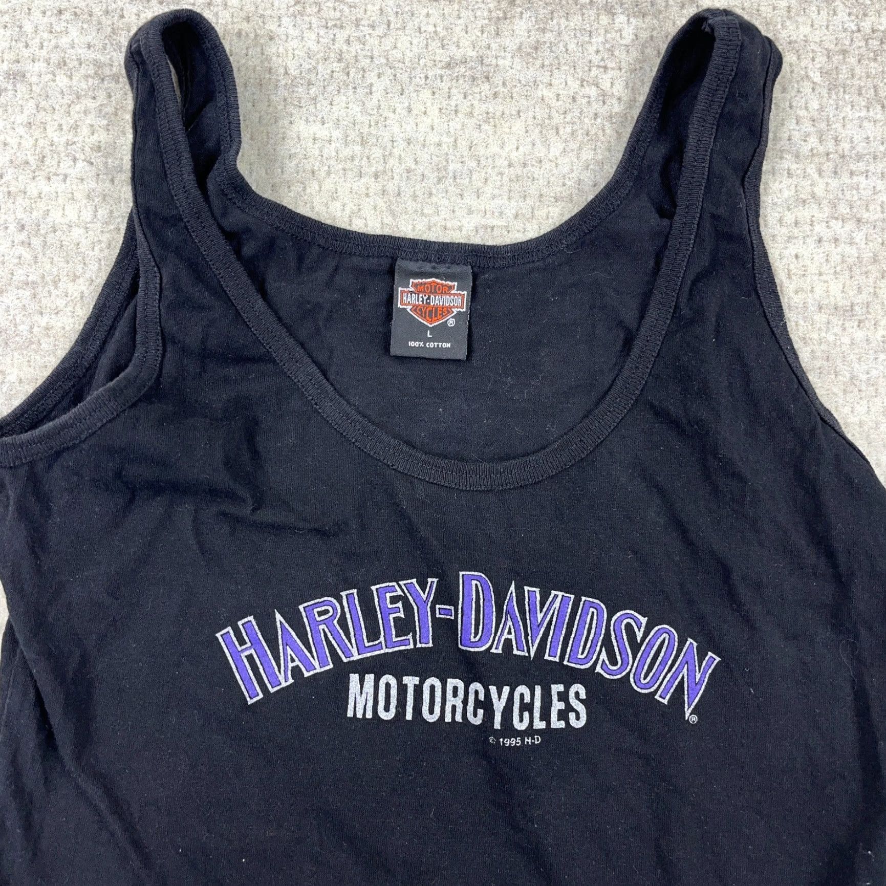 Harley Davidson VINTAGE Harley-Davidson Shirt Women L Black Tank Top 90s 1995 USA Florida Logo Graphi c Print All Seasons Casual Travel Workwear Size L / US 10 / IT 46 - 3 Thumbnail