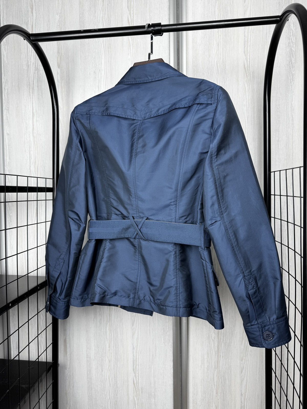Bogner Sonia Bogner Shimmer Blue belted jacket coat chinese sz 10 Size L / US 10 / IT 46 - 8 Thumbnail