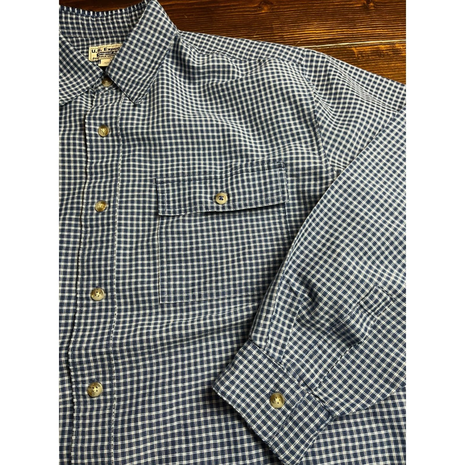 Vintage U.S. Expedition Shirt, Men's XL, Button Up, Plaid, Long Sleeve, Collared, Black Blue Gray, Casual, Fall Spring Summer, Regular, Men Size US XL / EU 56 / 4 - 3 Thumbnail