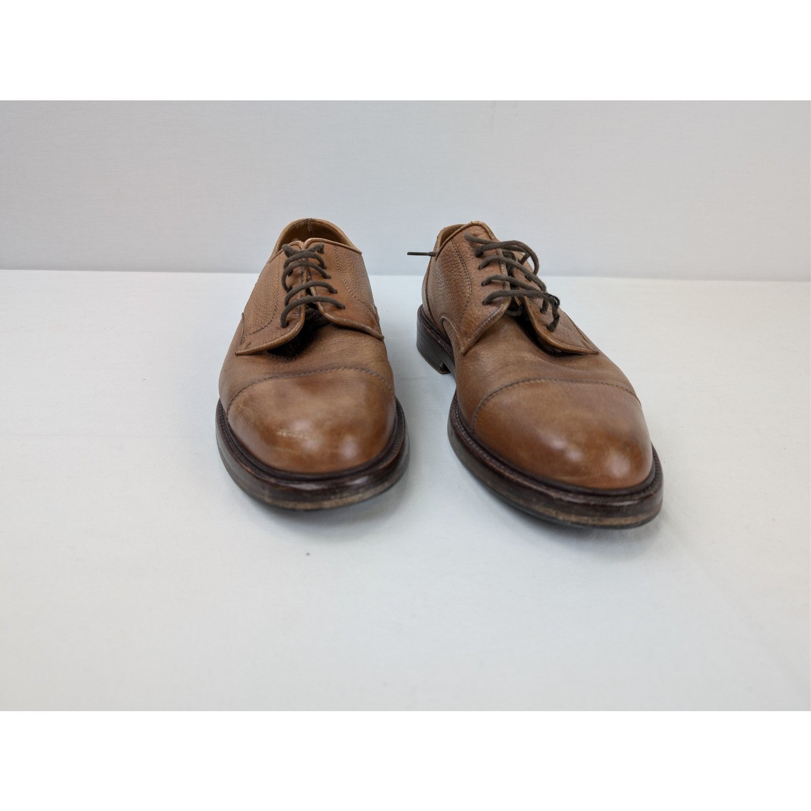 Brunello Cucinelli o1rshd1 CC20 men's brown grain leather cap-toe derby shoes Size US 10 / EU 43 - 5 Thumbnail