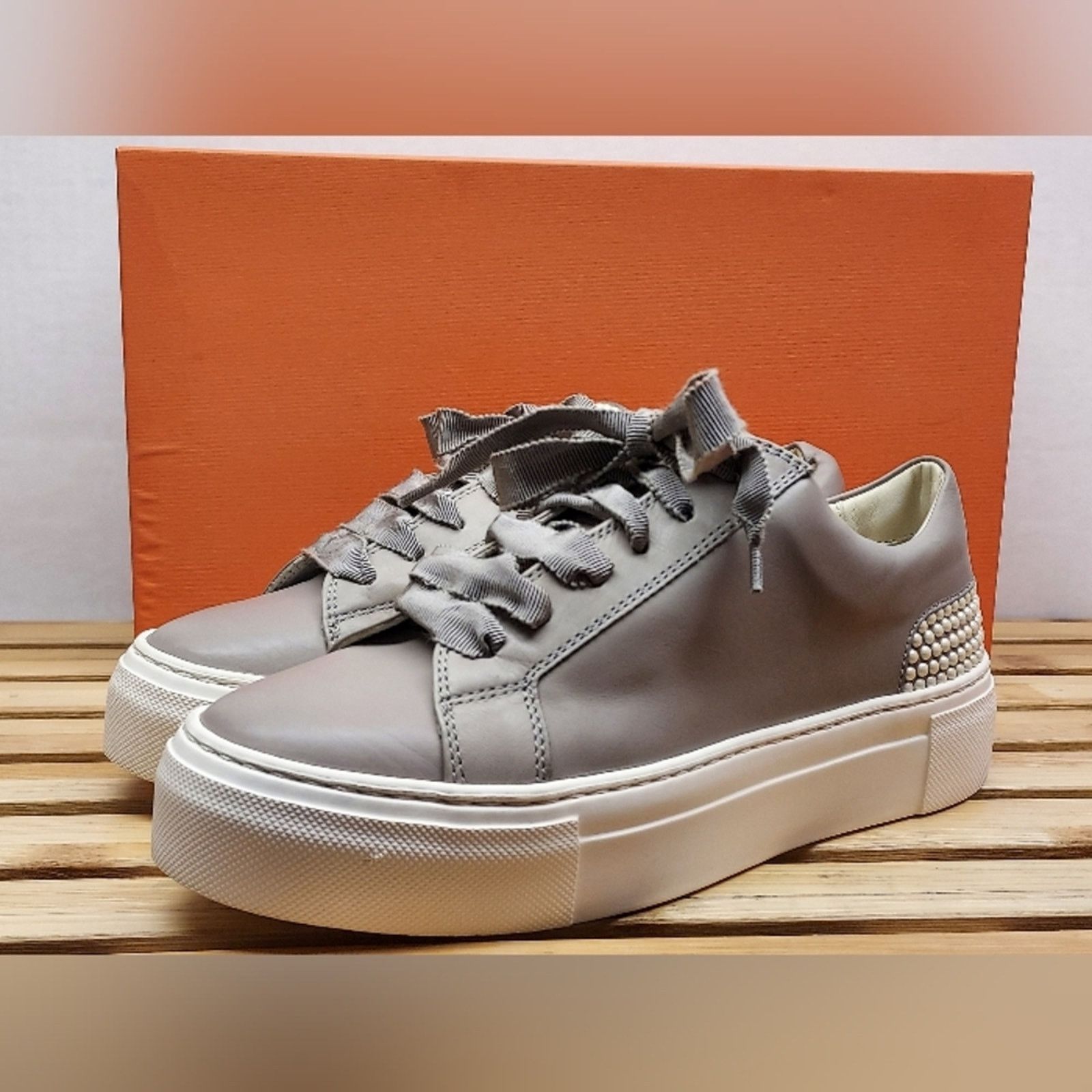 AGL AGL Womens Taupe Fashion Sneaker Shoes Size 36.5 (6.5) Size US 6.5 / IT 36.5 - 1 Thumbnail