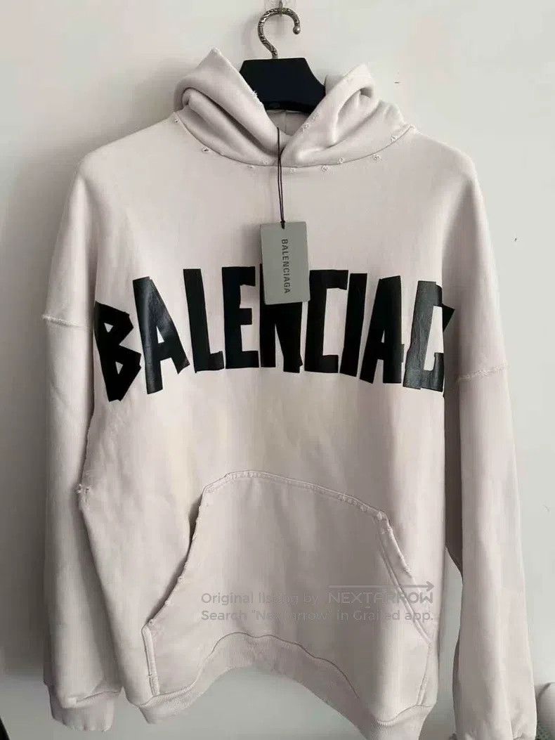 Balenciaga Balenciaga Off White Hooded Sweatshirt Size US M / EU 48-50 / 2 - 1 Thumbnail