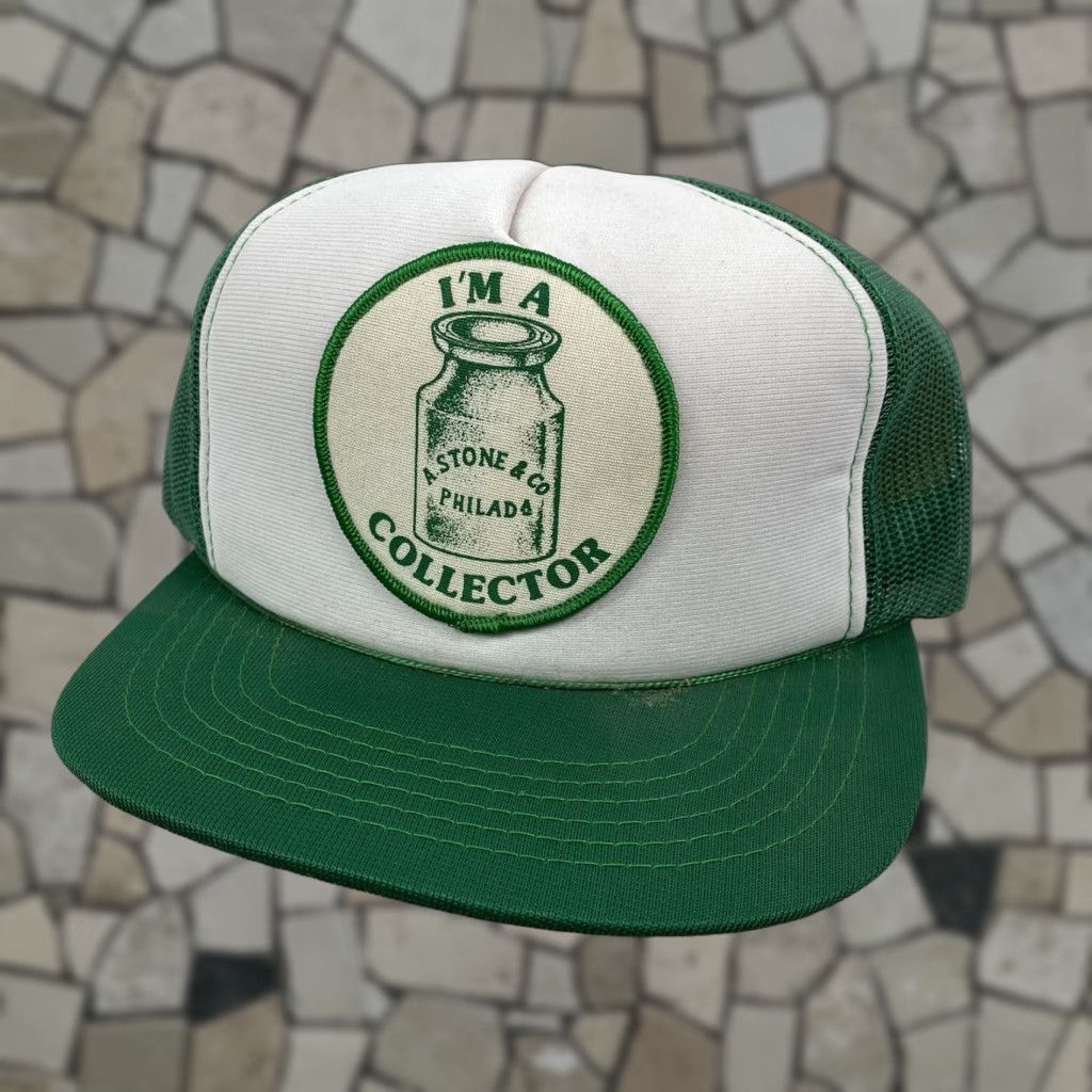 Vintage VINTAGE 1980s Glass Bottle Collector Hat Cap HaT Trucker Deadstock 1984 US Hat Size ONE SIZE - 1 Thumbnail