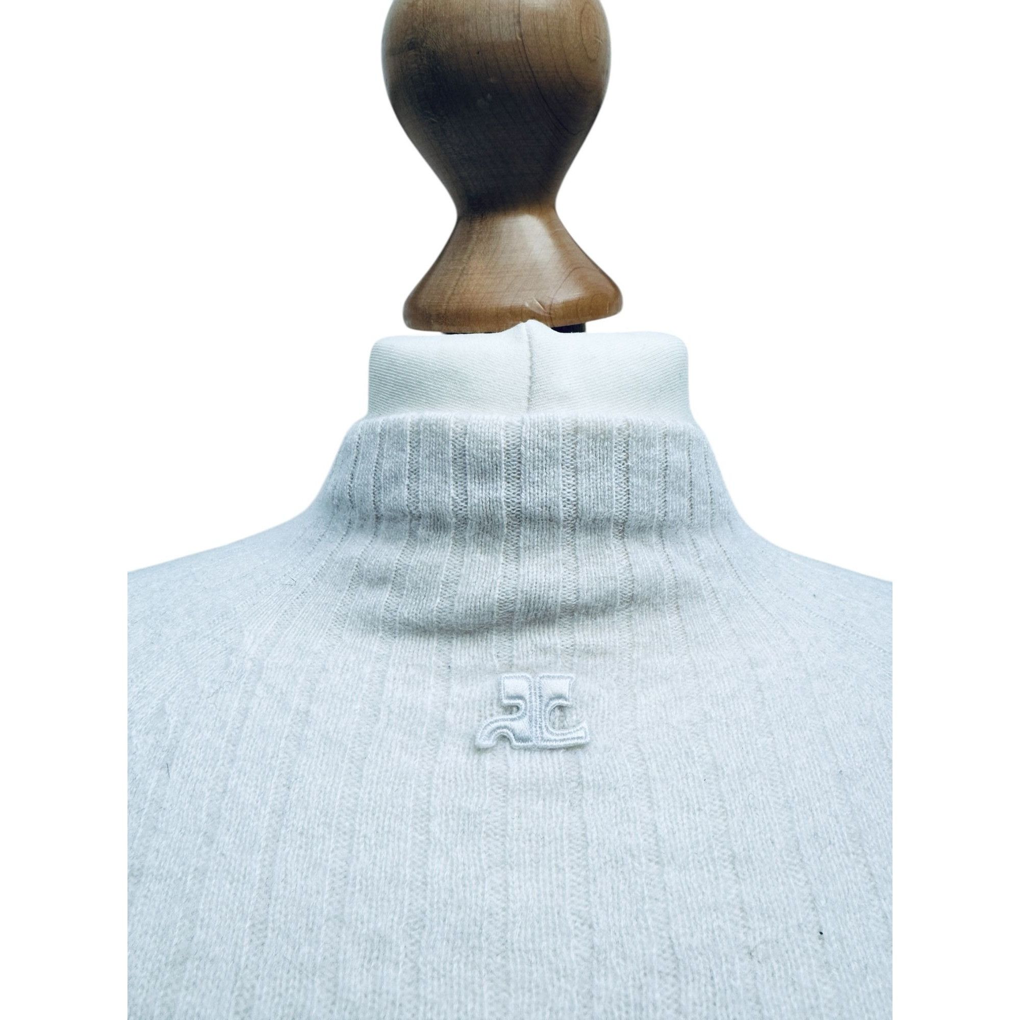 Courreges White Knitted Cashmere Top Size S / US 4 / IT 40 - 3 Thumbnail