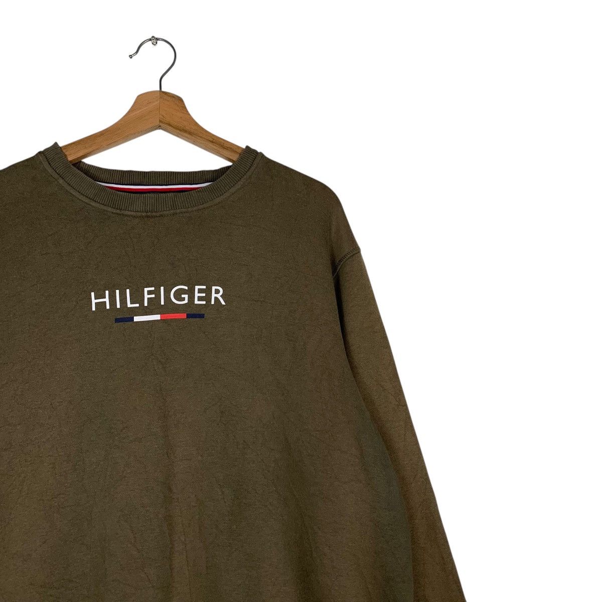 Tommy Hilfiger TOMMY HILFIGER Big Logo Olive Sweatshirt #1467-C66 Size US L / EU 52-54 / 3 - 3 Thumbnail