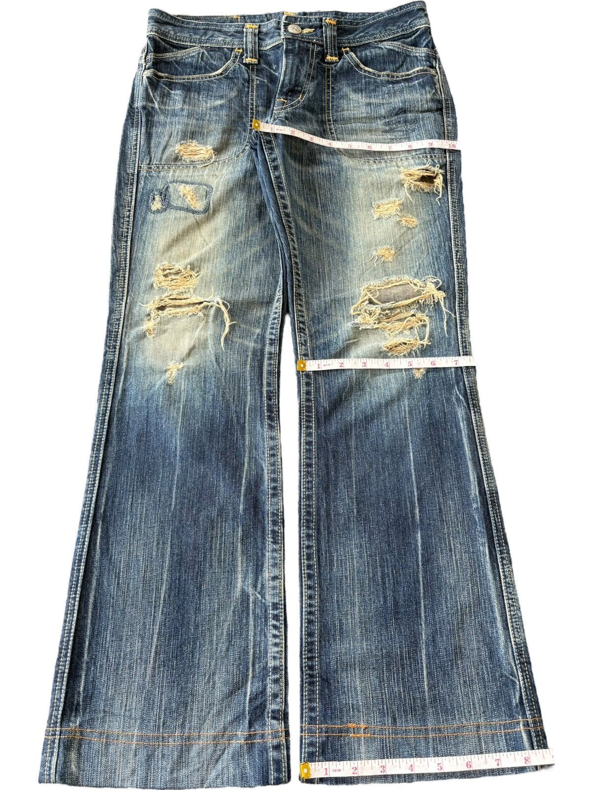 Japanese Brand Vintage Japanese Brand Rusty Wash Distress Flare Jeans Size 30" / US 8 / IT 44 - 9 Thumbnail