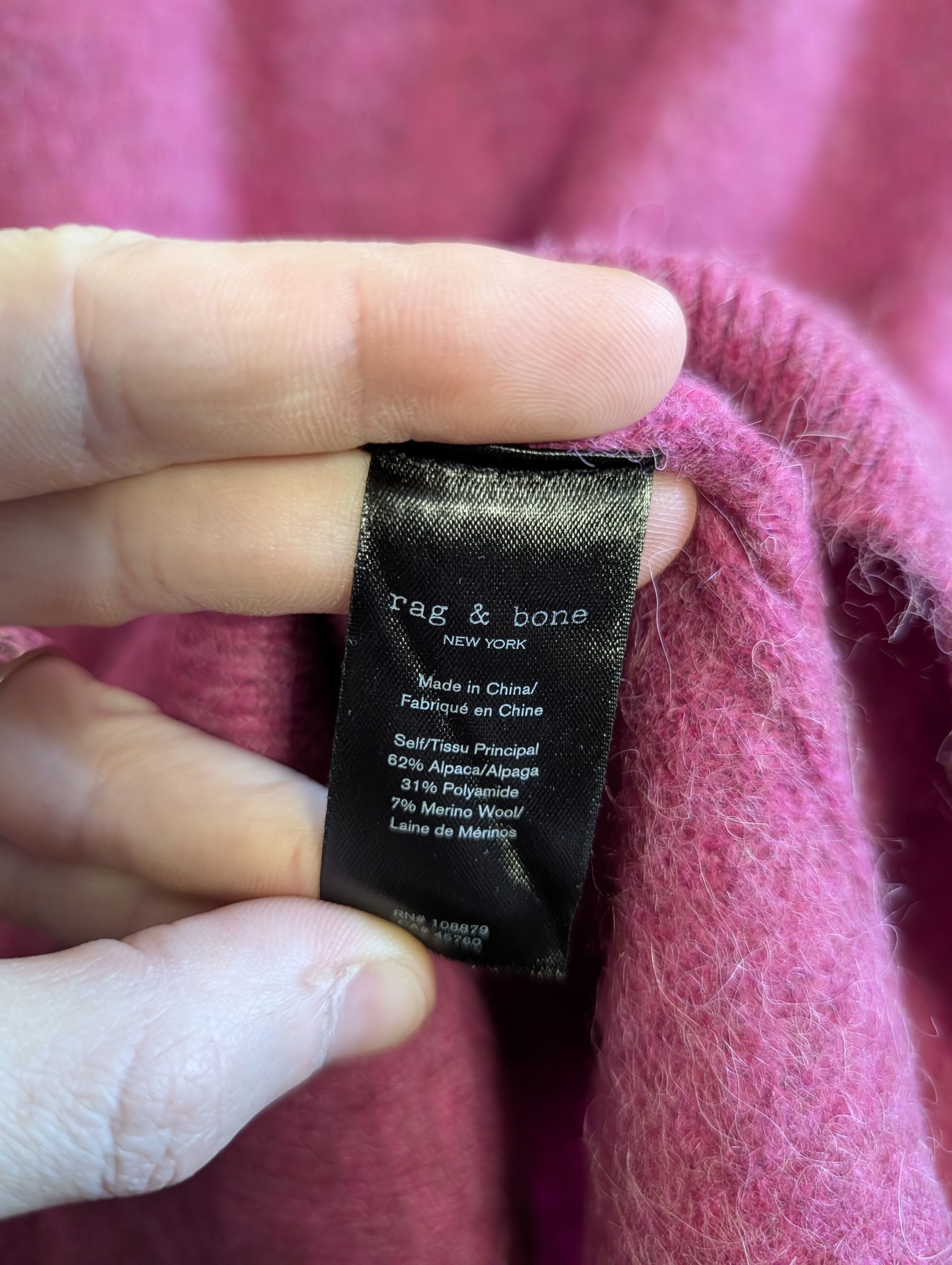 Rag & Bone ALPACA Fuzzy Knit Pink Rock N Roll Sweater XS Size US XS / EU 42 / 0 - 8 Thumbnail
