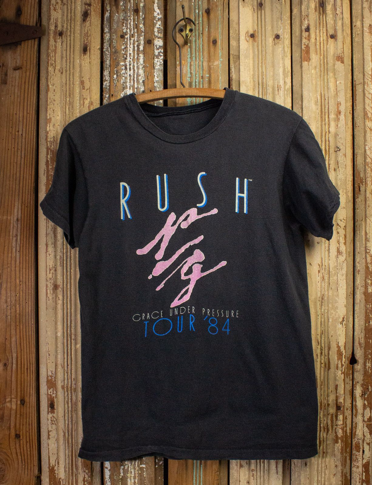 image of Band Tees x Vintage Rush Grace Under Pressure Concert T Shirt 1984 in Black, Men's (Size Small)