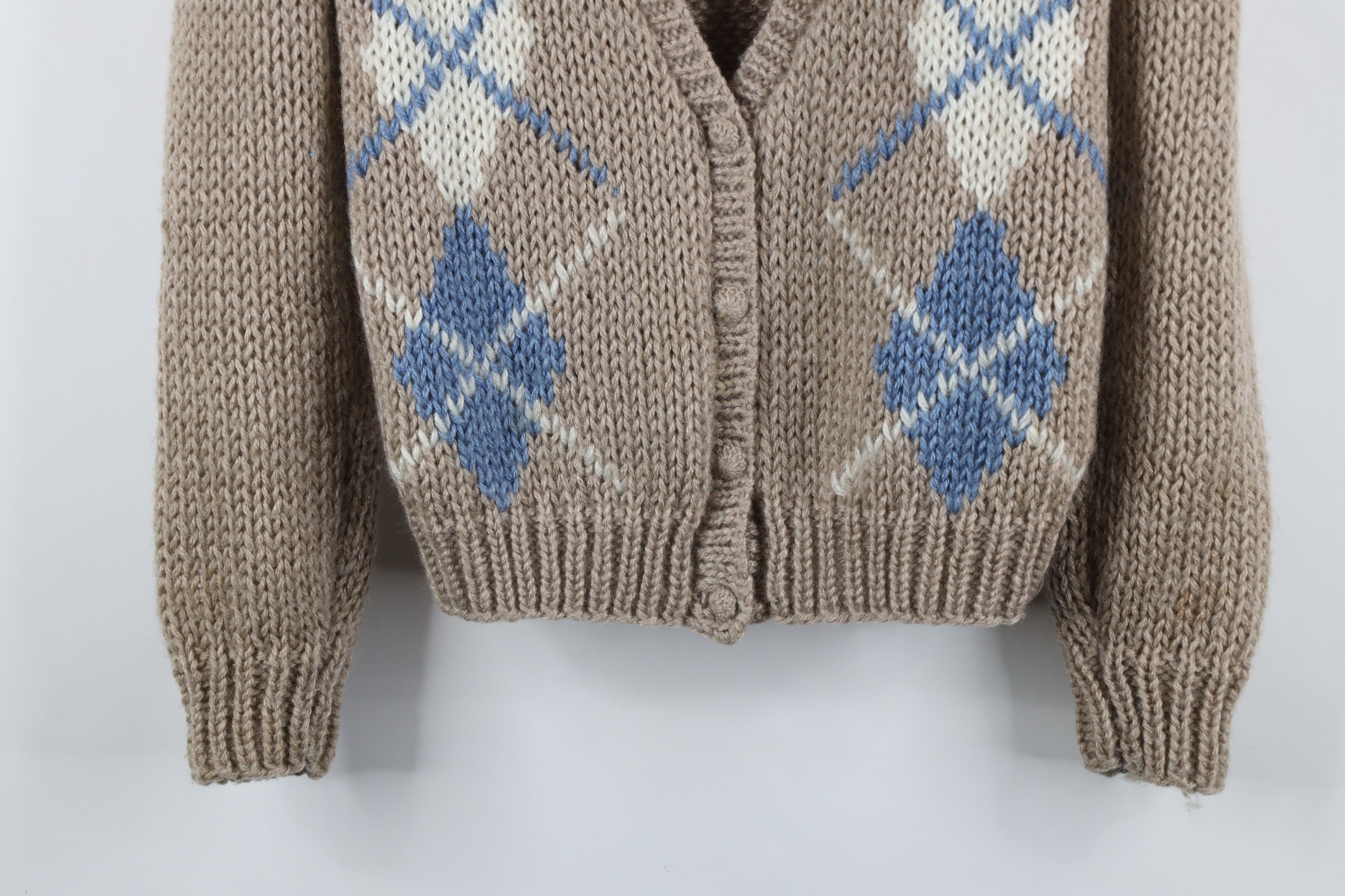 Vintage Vintage 70s Streetwear Knit Argyle Diamond Cardigan Sweater Size M / US 6-8 / IT 42-44 - 3 Thumbnail