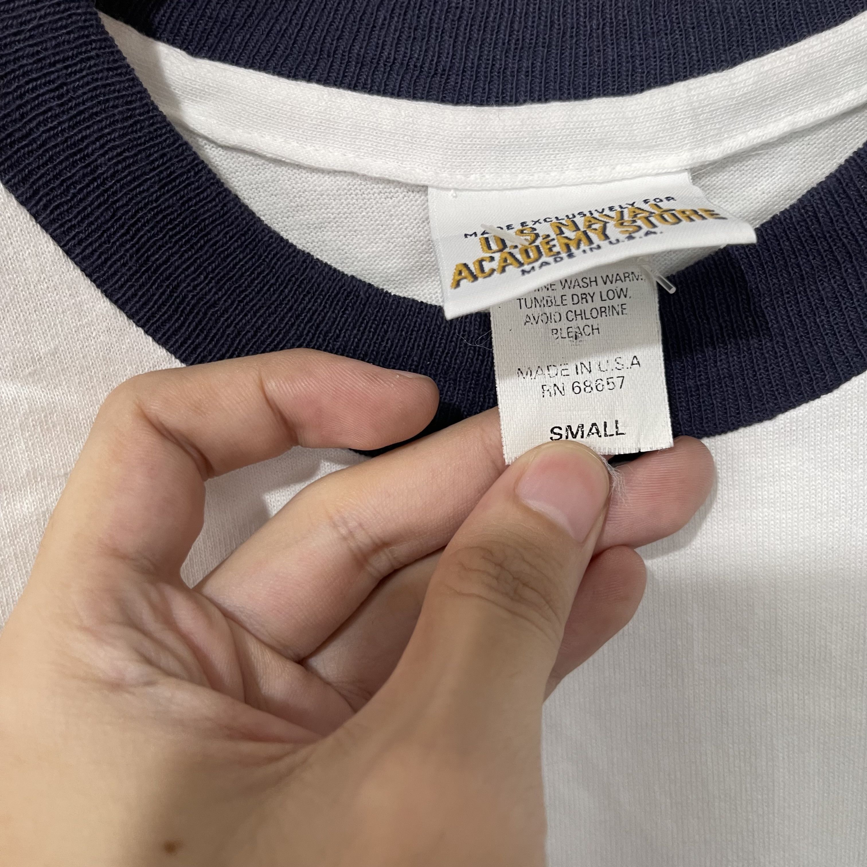 Vintage Vintage 90s US Naval Academy Ringer T-Shirt Size US S / EU 44-46 / 1 - 6 Thumbnail