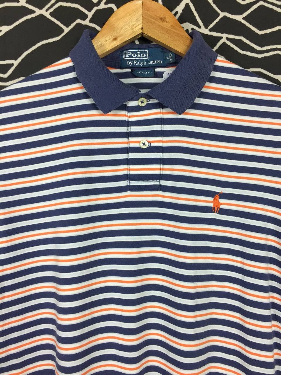 Polo Ralph Lauren × Vintage Vtg Polo Ralph Lauren Small Pony Custom Fit Striped Polo Tee Size US M / EU 48-50 / 2 - 3 Thumbnail