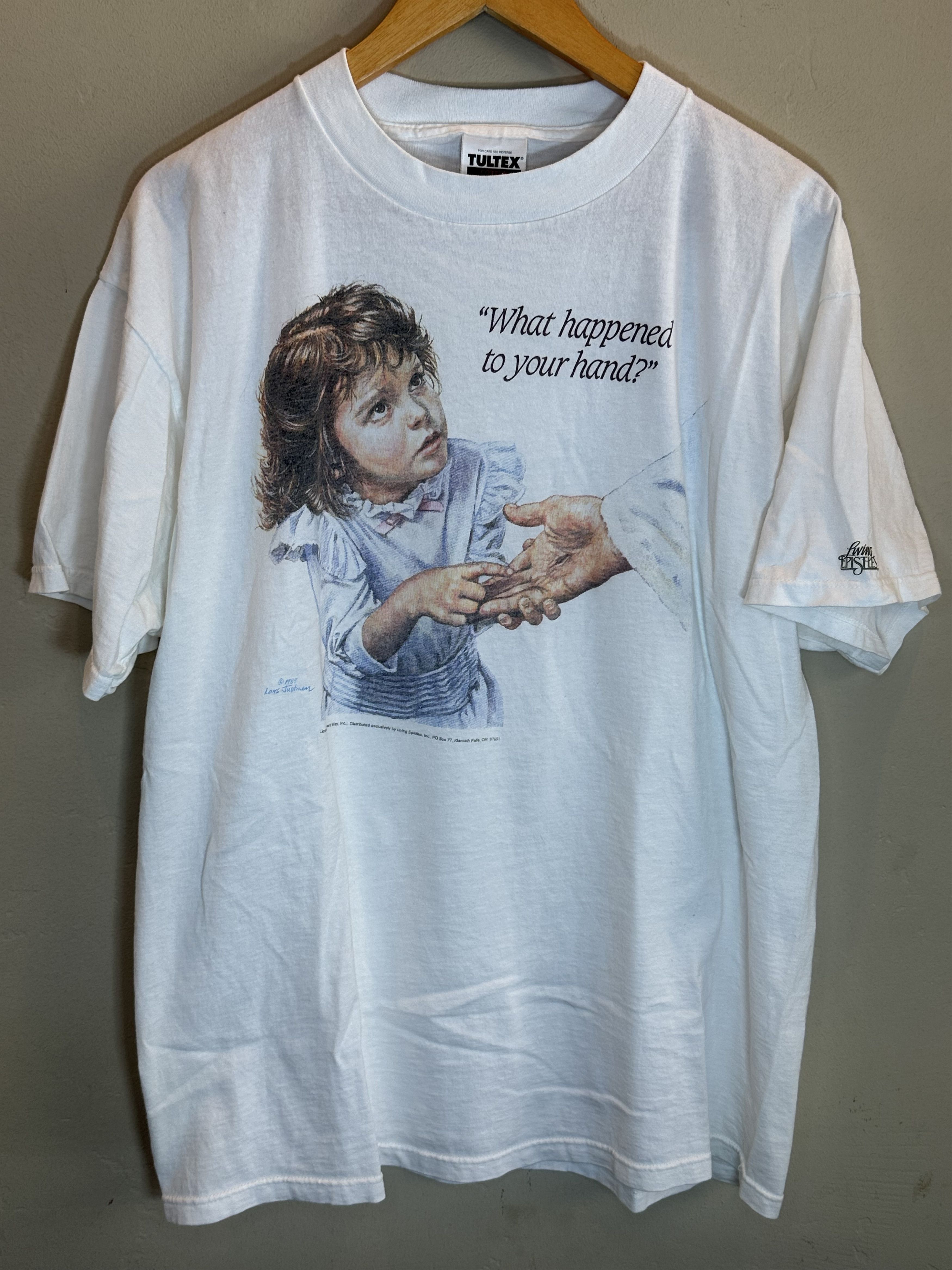 Vintage *RARE* Vintage 80's Jesus What Happened To Your Hand T