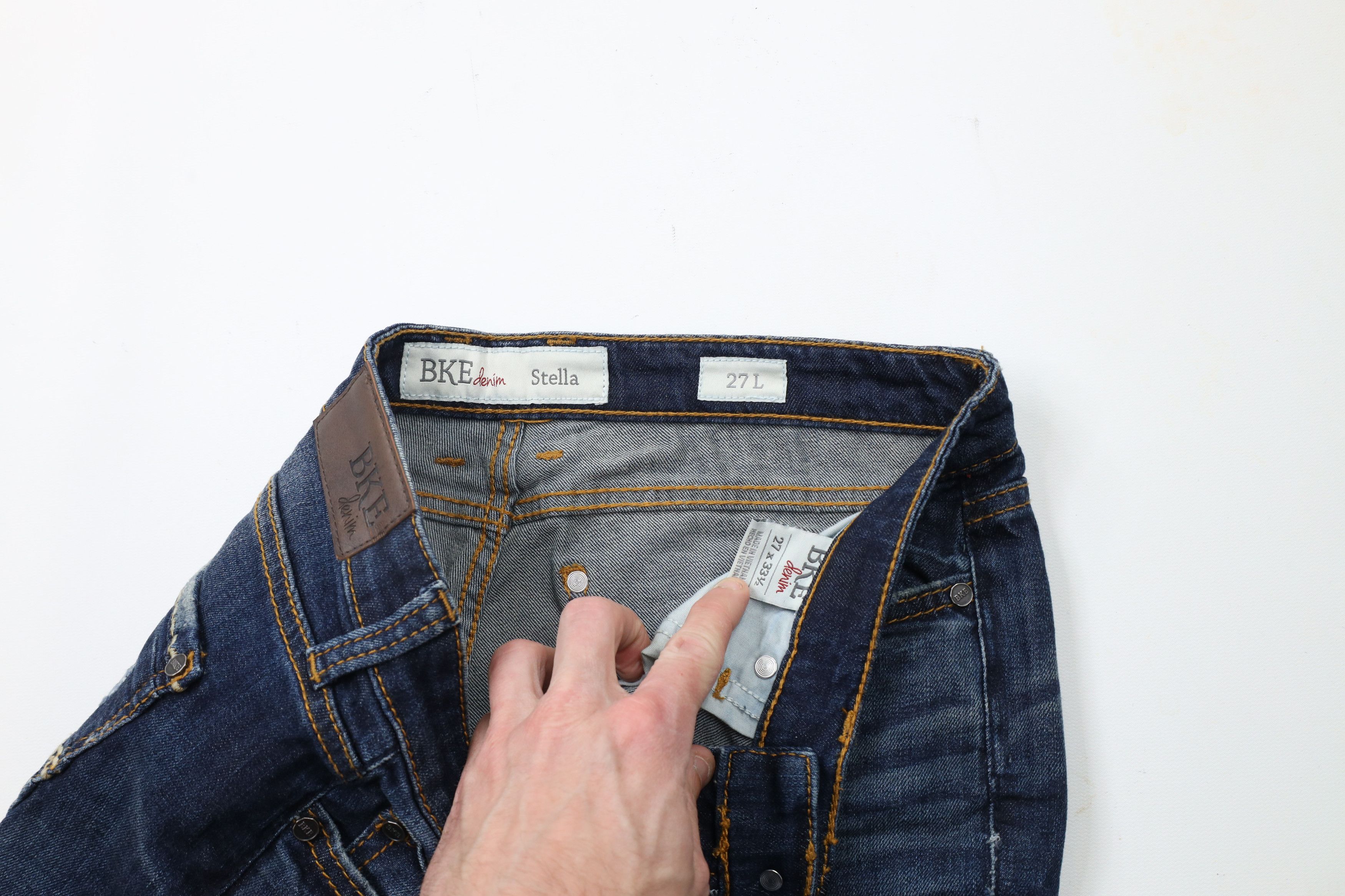 BKE × Vintage Buckle BKE Thick Stitch Stretch Flared Denim Jeans Blue Size 27" / US 4 / IT 40 - 7 Thumbnail