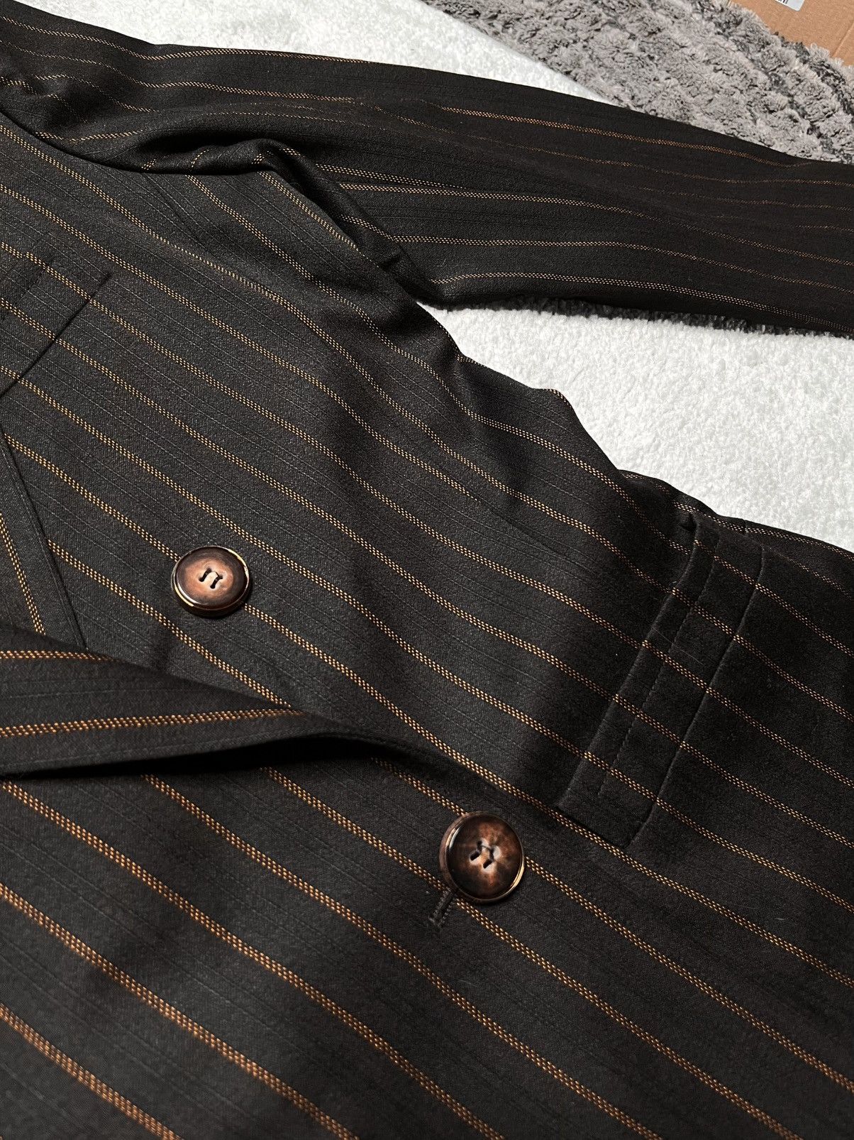 Saint Laurent Paris Grey Orange Striped Classic Luxury Blazer Saint Laurent Size M / US 6-8 / IT 42-44 - 5 Thumbnail