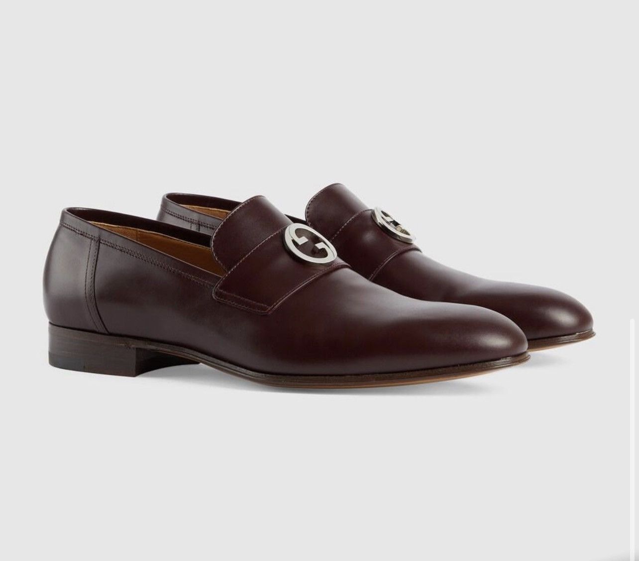 Gucci G Interlocking Leather Loafers