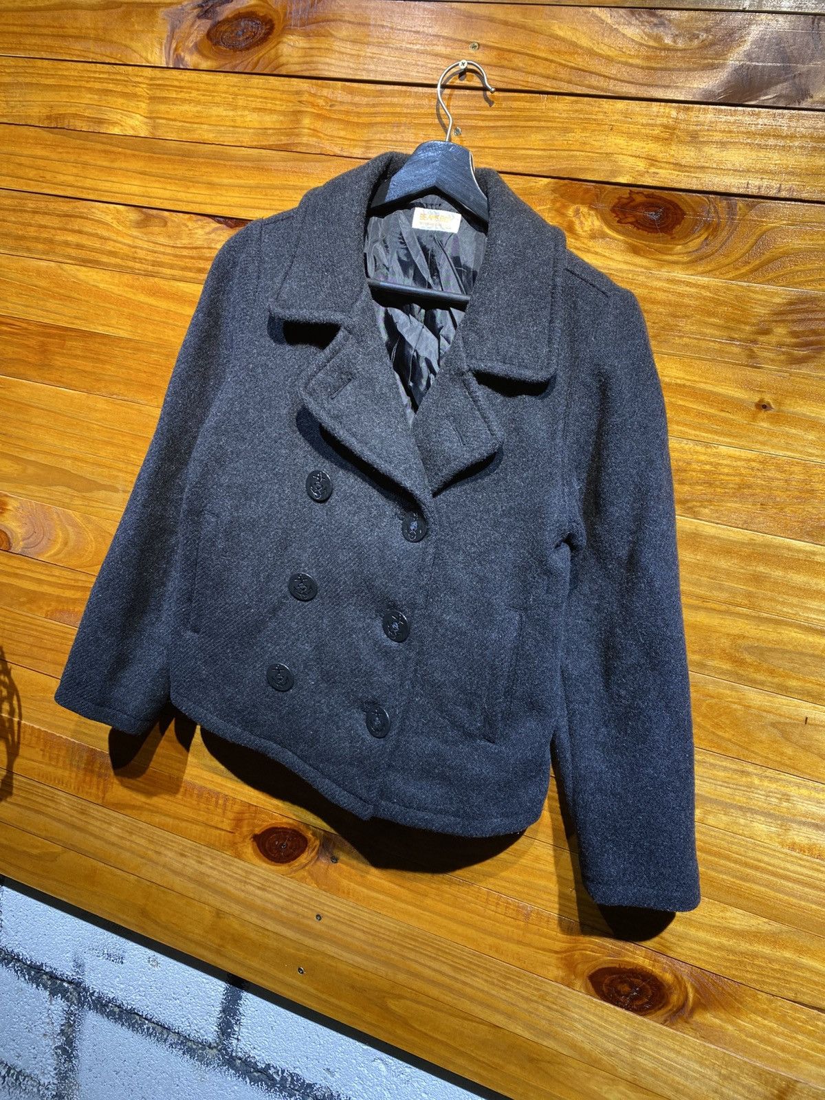 Beams Japan Vintage Beams Boy Pea Coat Wool Blend Dark Charcoal Grey Size S / US 4 / IT 40 - 4 Thumbnail