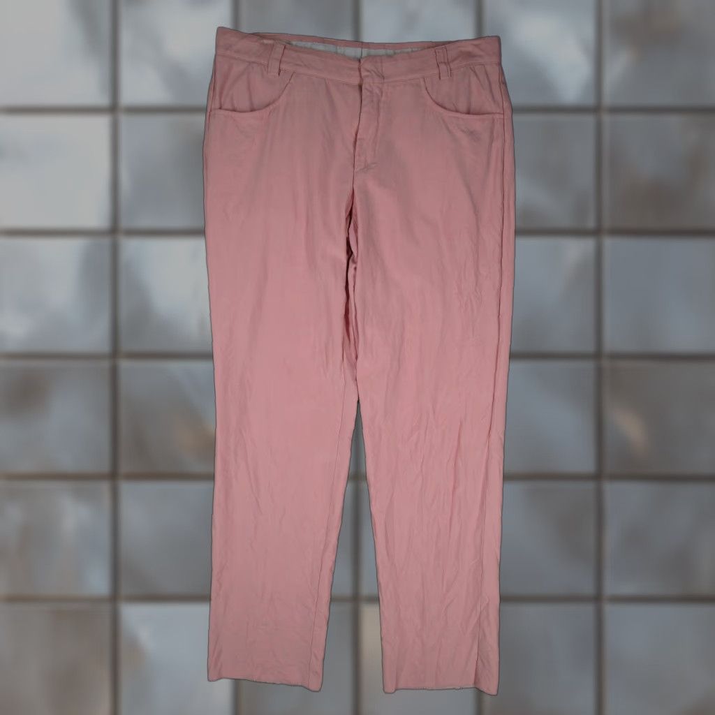 VINTAGE Versace Dress Pants Mens 52R Silk Flat Front Pink 5-Pocket 90s Formal Trousers Mens