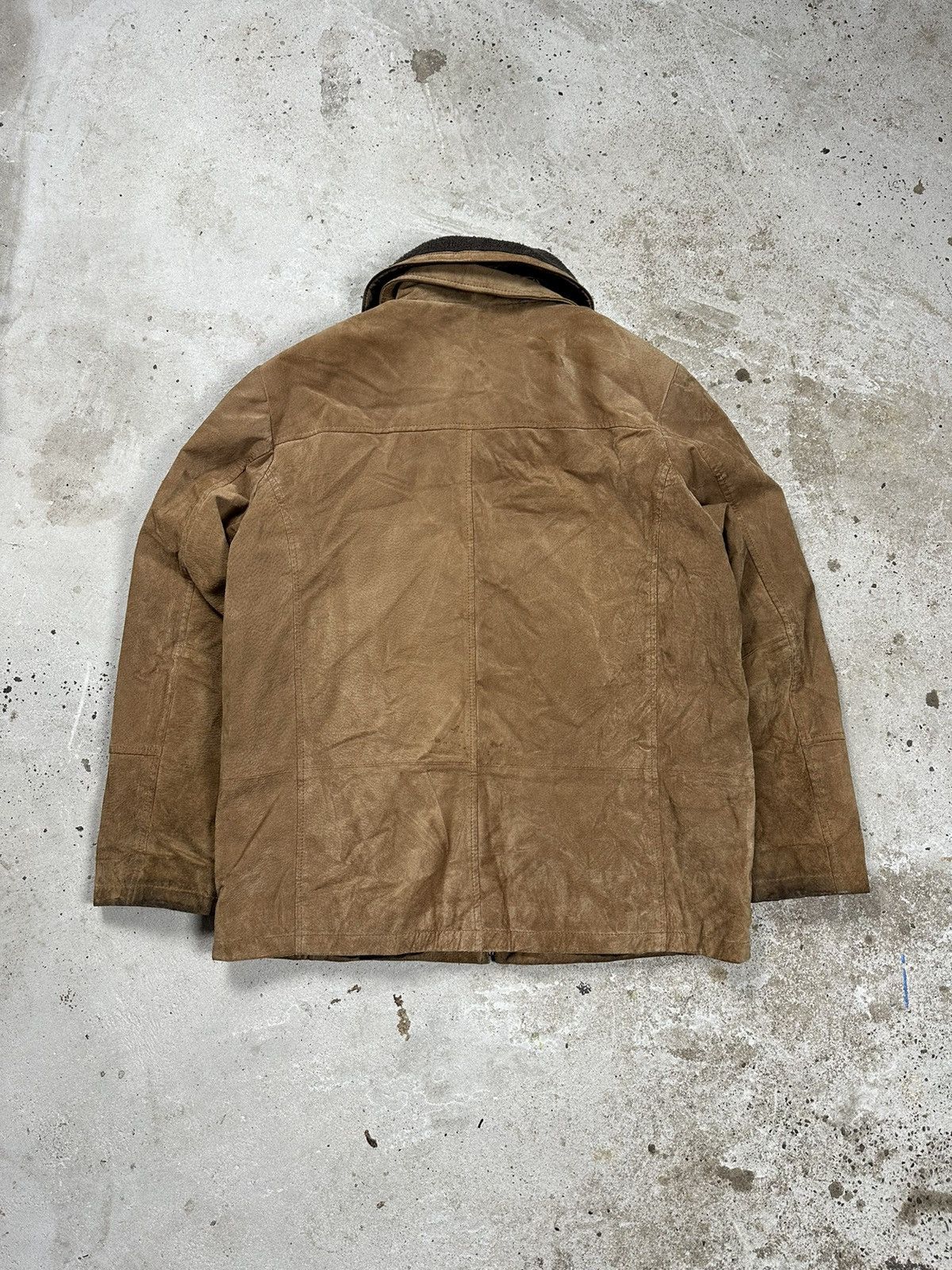 Vintage Vintage y2k Brown Leather Suede Jacket Fleece Collar Sherpa Size US XL / EU 56 / 4 - 2 Thumbnail