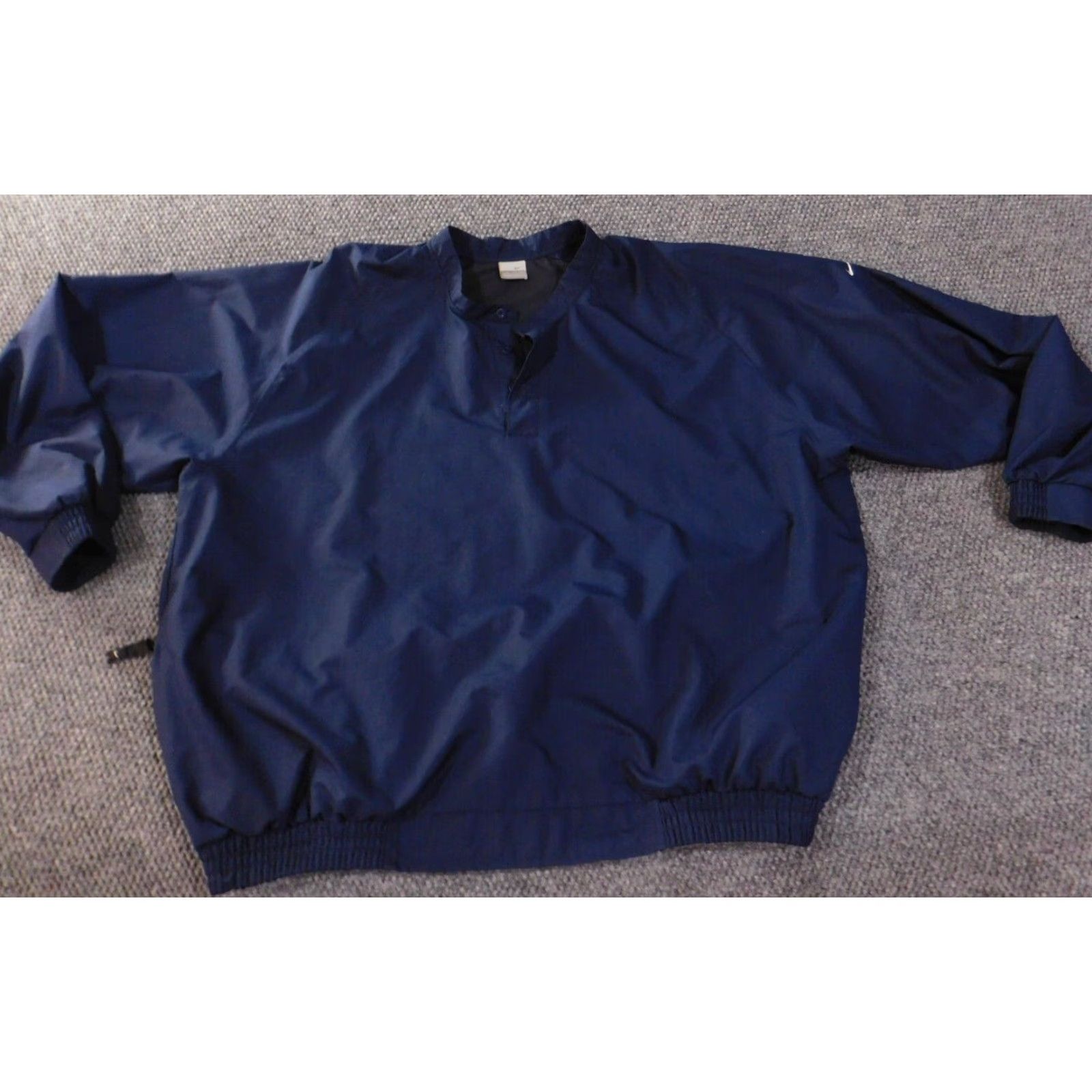 Nike VINTAGE Nike Sweatshirt Mens 2XL Blue Pullover Windbreaker Snap Logo Long Sleeve Mock Neck Knit Polyester Sweatshirt Size US XXL / EU 58 / 5 - 2 Thumbnail