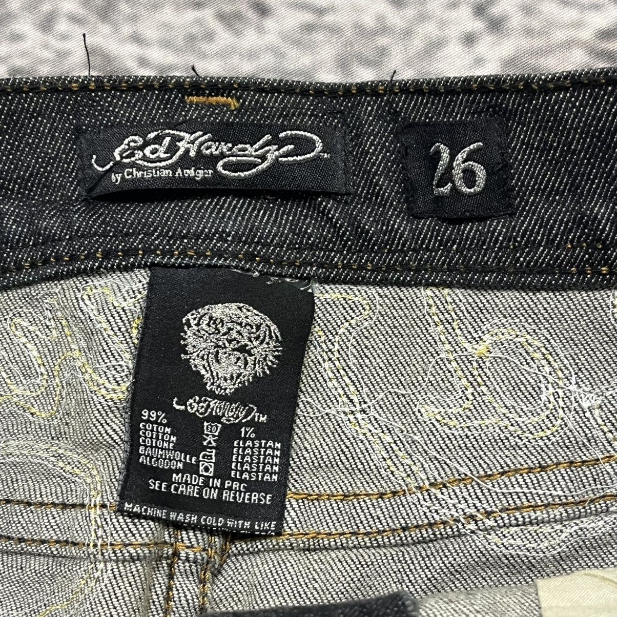 Ed Hardy Vintage Y2K Ed Hardy Cyber Grunge Goth Denim Mini Skirt NEW Size 29" - 7 Thumbnail