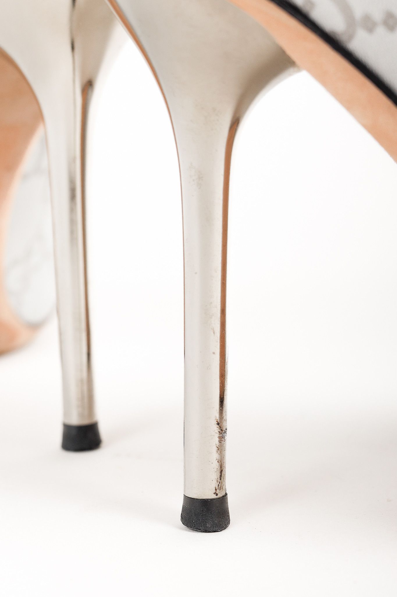 Gucci Gucci Guccisimma Silver Horsebit Metal Heel Open-Toe Pump Size US 7.5 / IT 37.5 - 9 Thumbnail