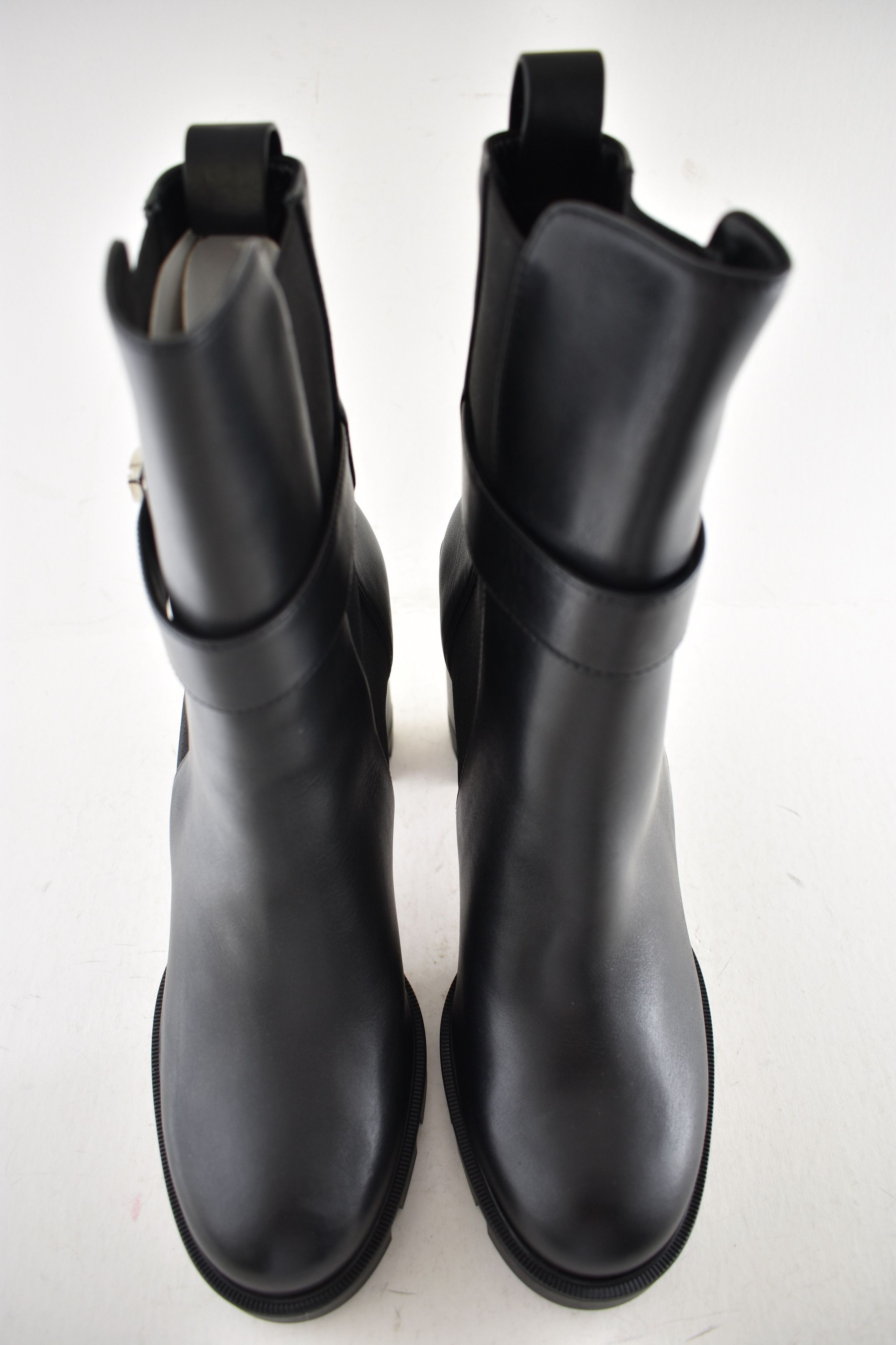 Christian Louboutin CL Chelsea Lug 100 Black Leather Ankle Block Heel Boot 41 Size US 11 / IT 41 - 14 Thumbnail
