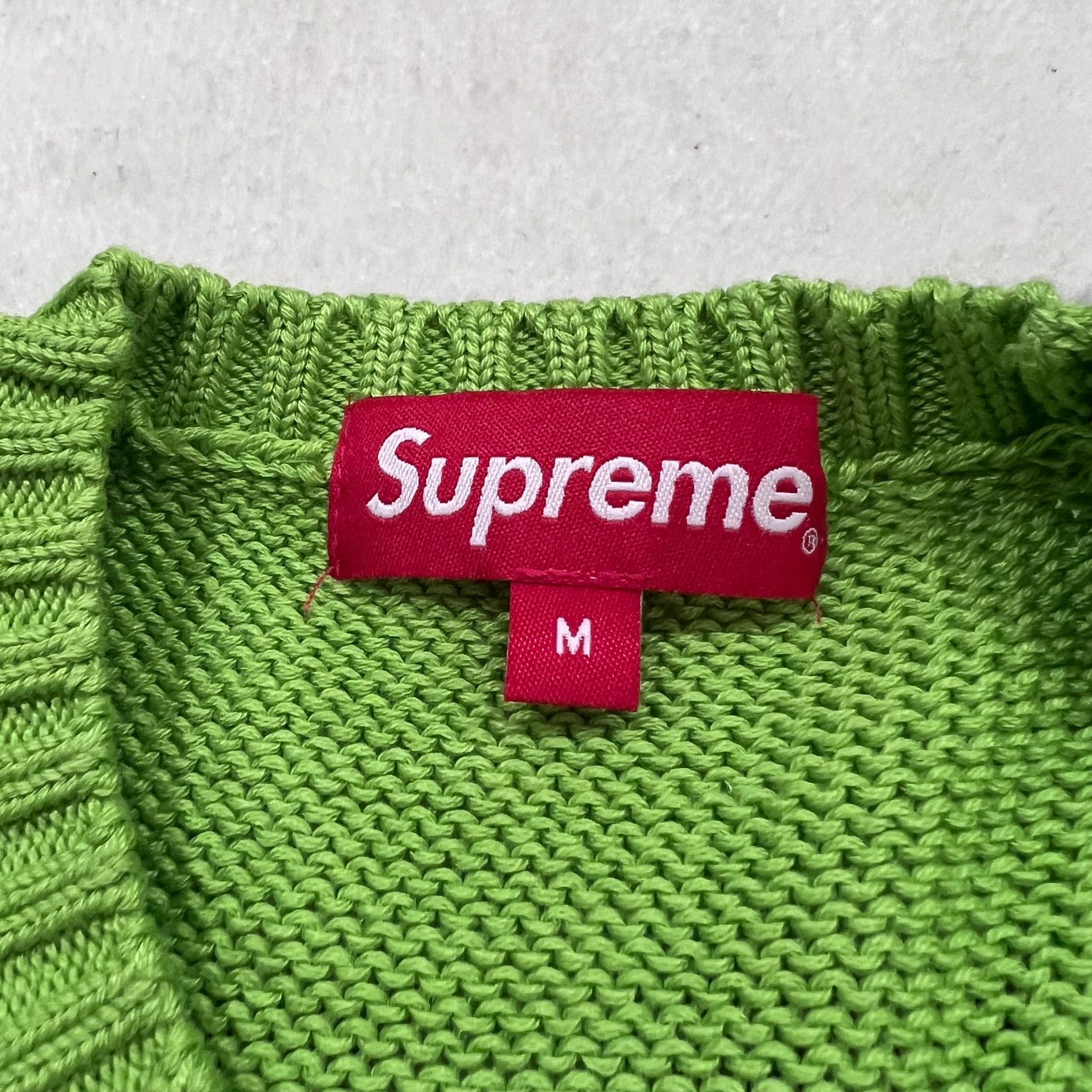 Supreme Supreme Back Logo Neon Green Crewneck Sweater Pullover. Size US M / EU 48-50 / 2 - 3 Thumbnail