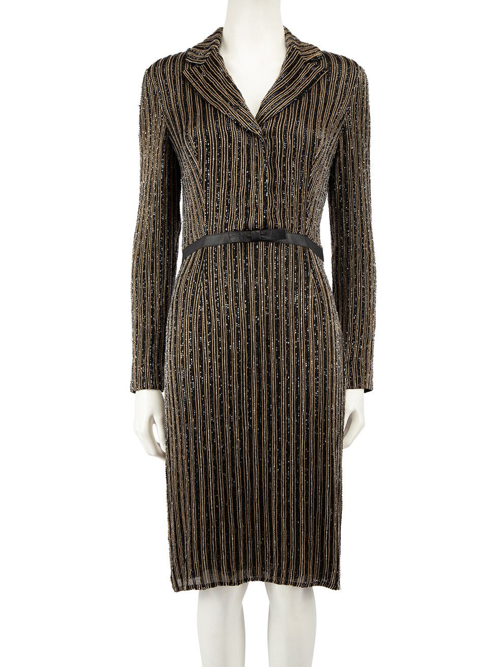 image of Badgley Mischka Black Beaded Sequin Dress, Women's (Size Small)