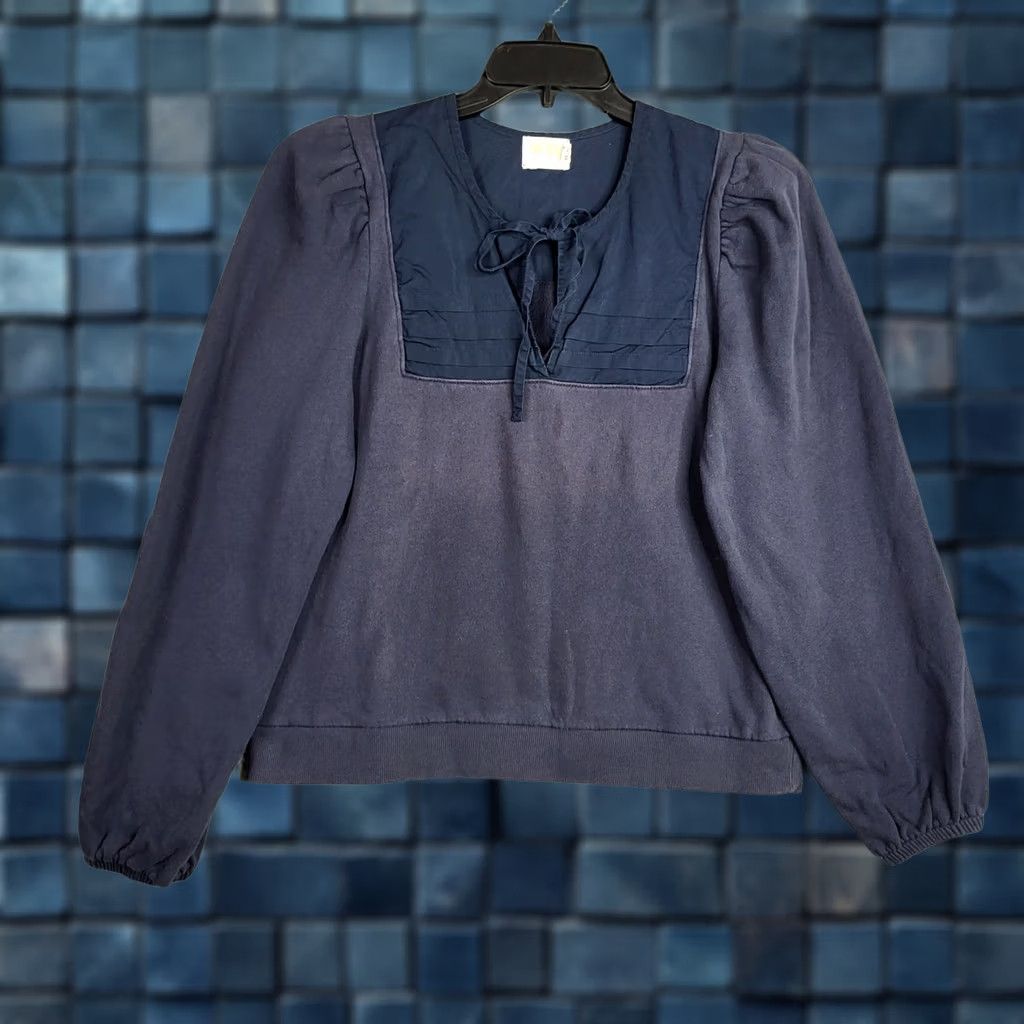 Nation LTD NATION LTD Bonnie Bibbed Women's navy blue cotton Sweatshirt Size L Size L / US 10 / IT 46 - 1 Thumbnail