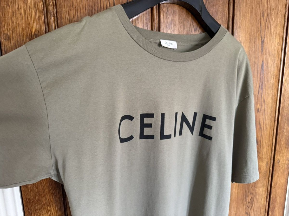 Celine Celine logo t shirt Hedi Slimane khaki green L grail Size US L / EU 52-54 / 3 - 10 Thumbnail