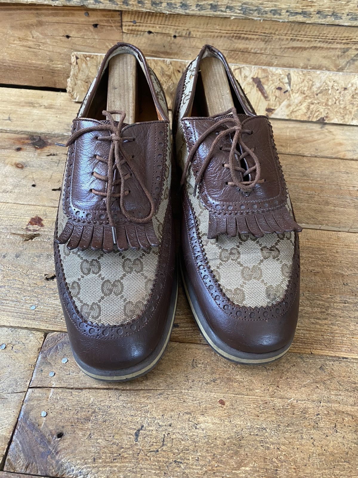 Dapper Dan × Gucci × Vintage Gucci GG logo monogram print casual heeled brouges shoe sz42 Size US 9 / EU 42 - 12 Thumbnail