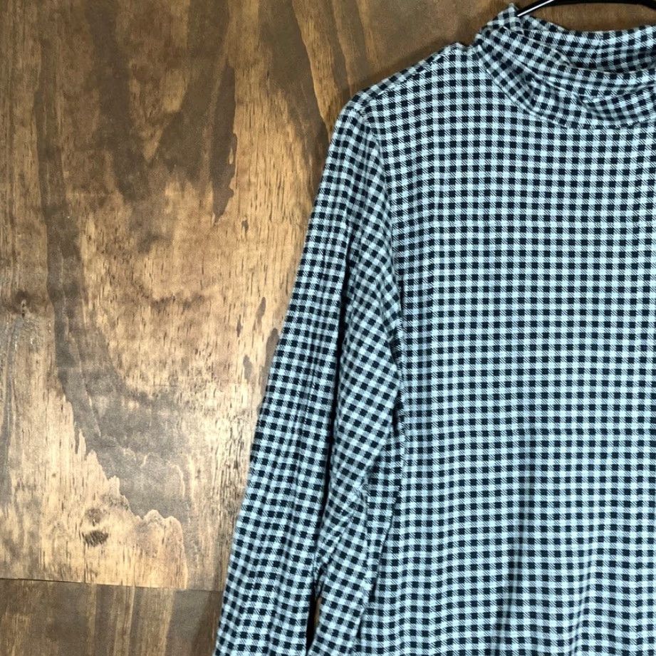 J. Jill J.Jill Women Shirt Plaid Turtleneck Tunic Gray L Stretch Supima Modal Blend Long Sleeve Womens Size L / US 10 / IT 46 - 4 Thumbnail