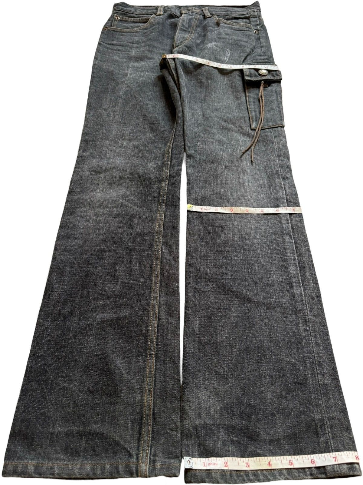 Designer × Japanese Brand Vintage Japanese Brand Cargo Faded Wash Flare Jeans Size US 29 - 14 Thumbnail