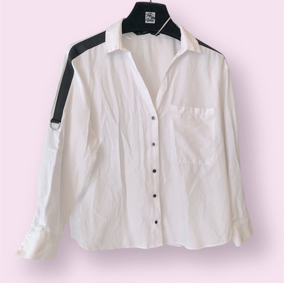 Zara White button down collared shirt with black accents Size M / US 6-8 / IT 42-44 - 1 Thumbnail