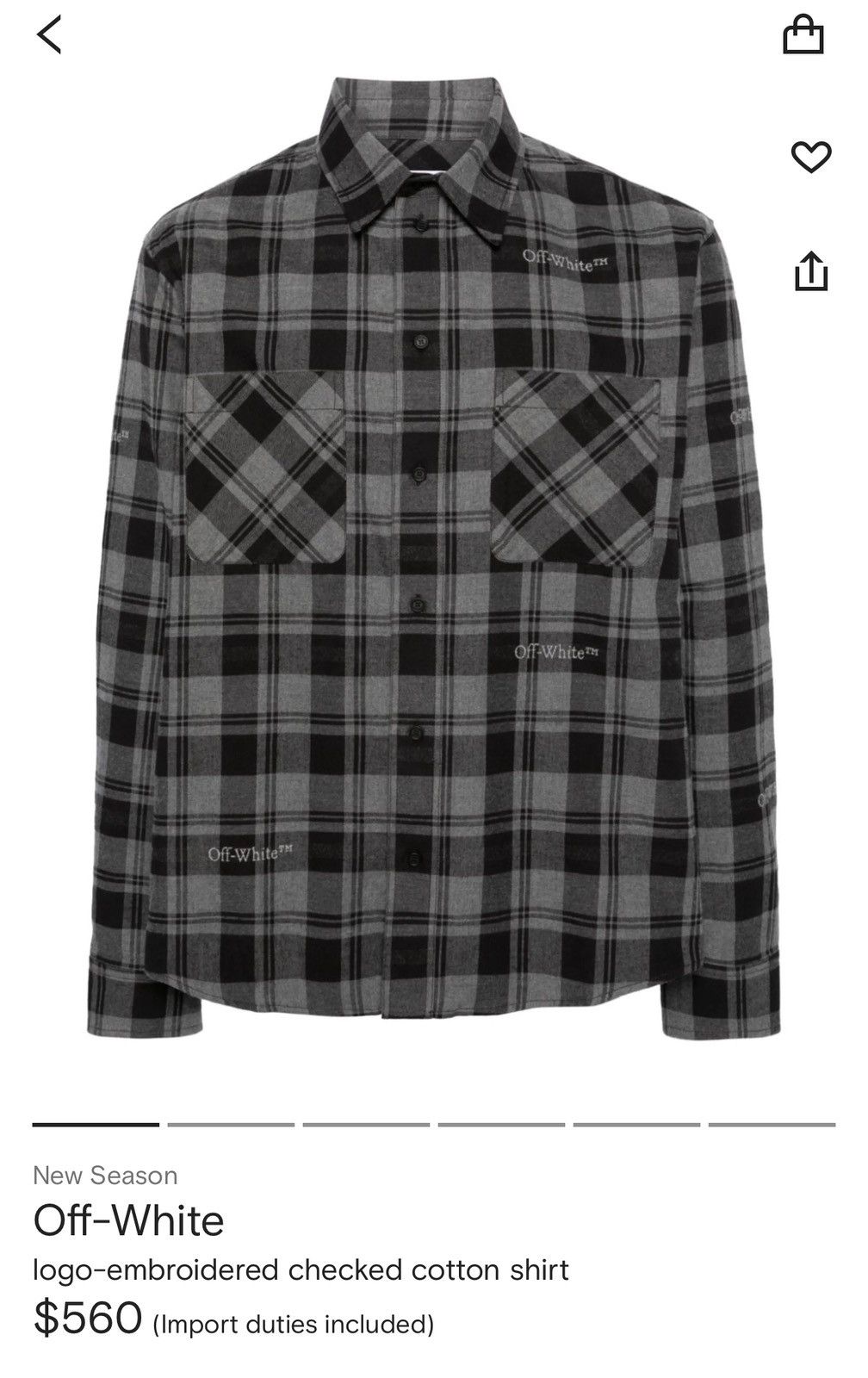 Off-White Off White Logo Embroidered Check Cotton Shirt Flannel Size US S / EU 44-46 / 1 - 7 Thumbnail