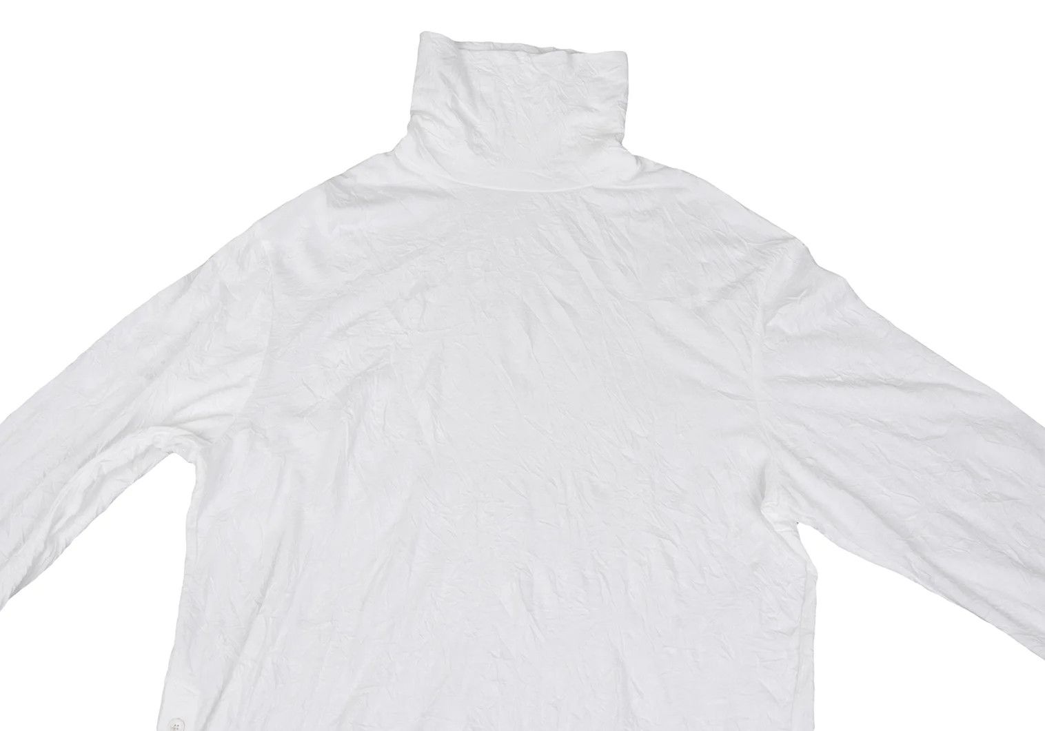 Yohji Yamamoto Wrinkled Cotton-Poly Turtle Neck Cut Sew Top in White Size US XXS / EU 40 - 2 Thumbnail
