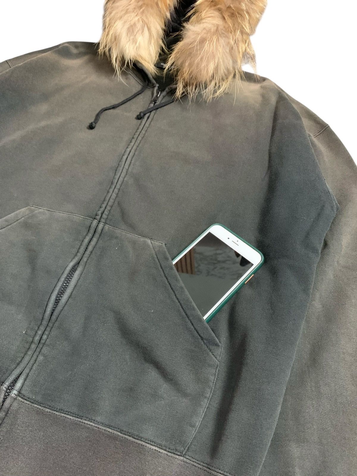20471120 SUNFADED COMME CA DU MODE DISTRESSED FUR ZIP HOODIE Size US L / EU 52-54 / 3 - 5 Thumbnail