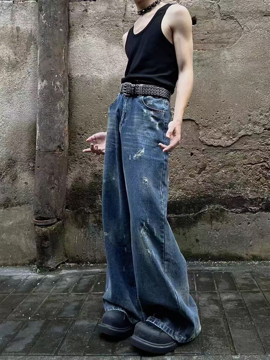 Japanese Brand × Jean Destroyed Vintage Washed Wide Leg Jeans Size US 32 / EU 48 - 5 Thumbnail