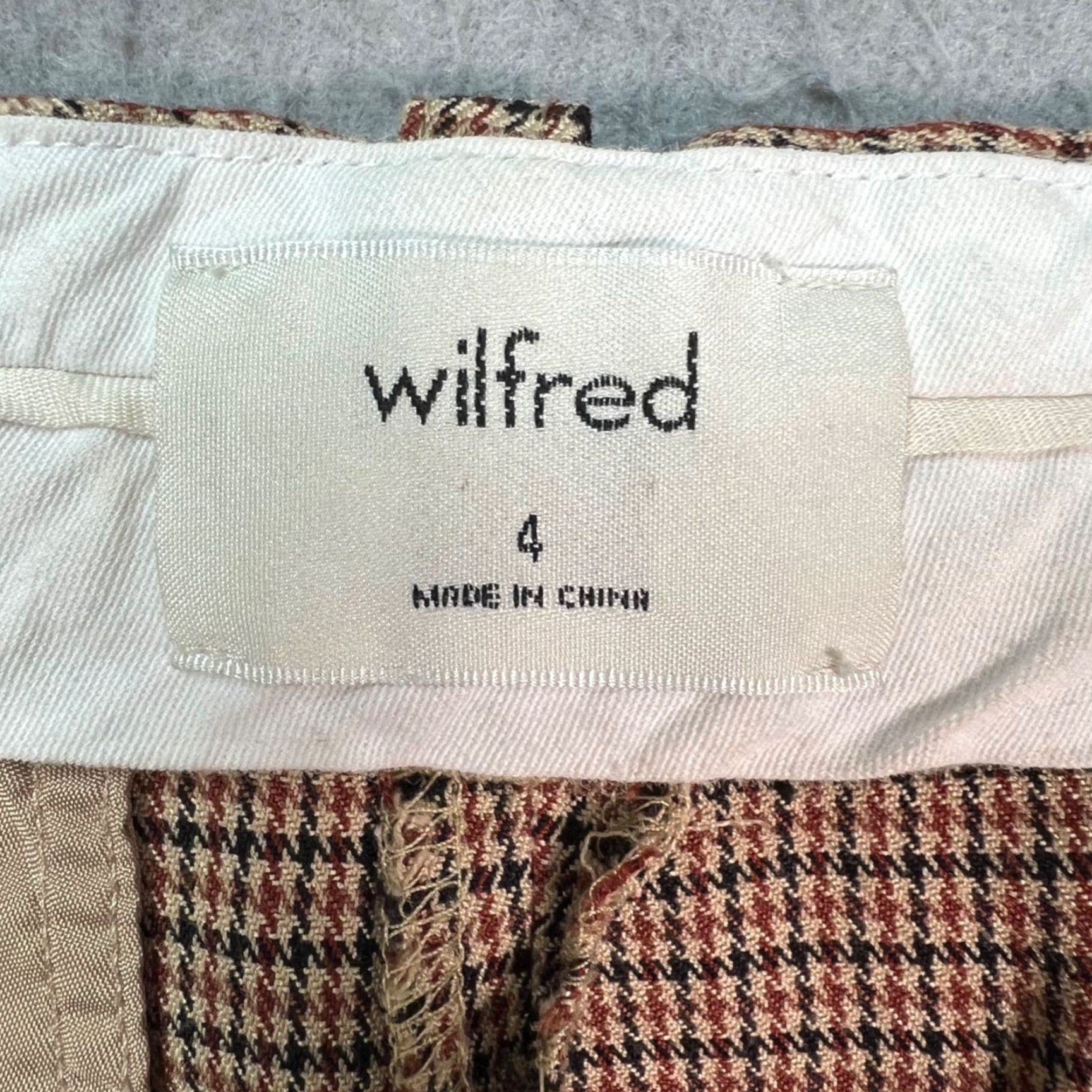 Vintage Wilfred Womens 4 Wide-Leg Plaid Trousers Brown Viscose Blend Pants Size 27" / US 4 / IT 40 - 3 Thumbnail