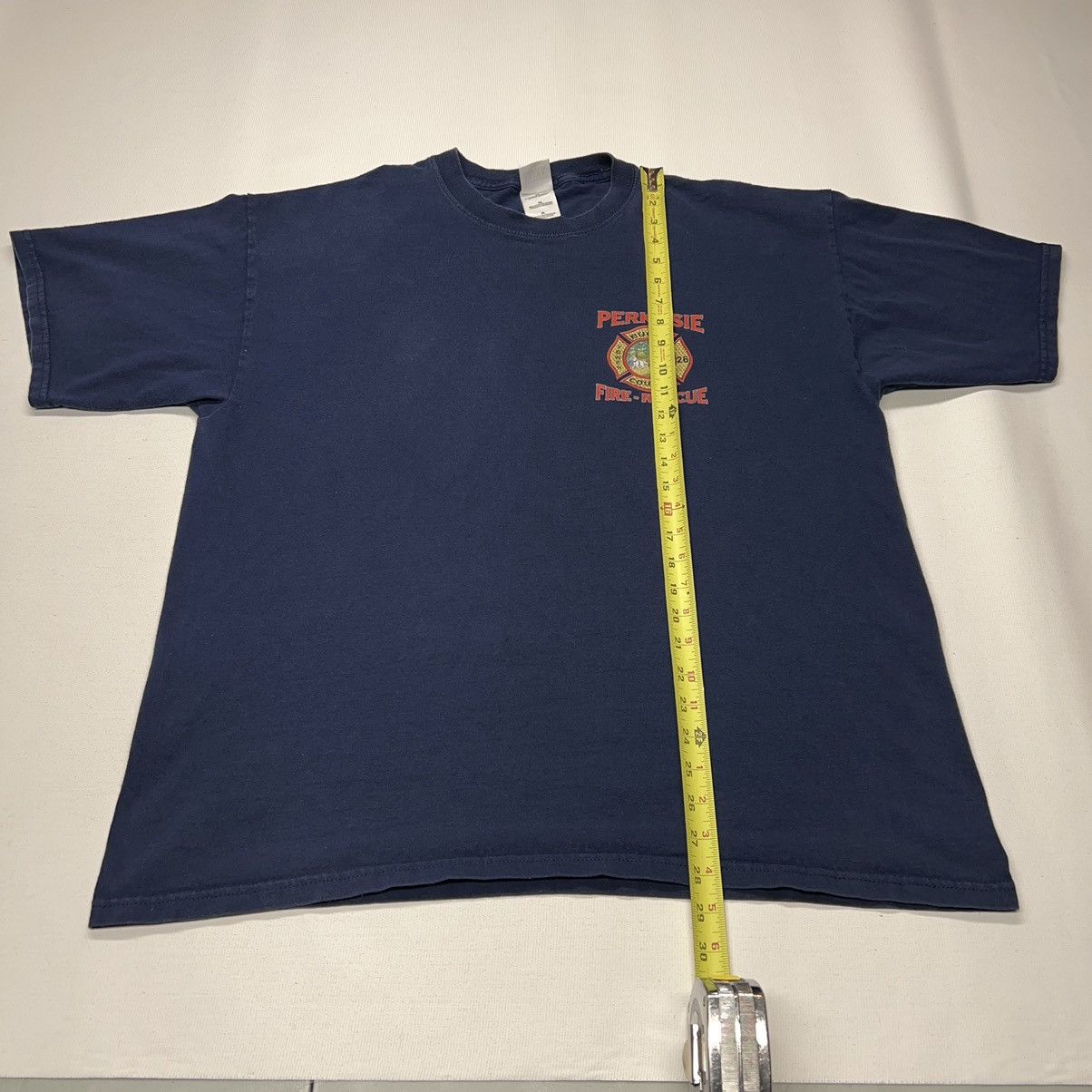 Vintage Fire Rescue Tee Shirt Blue Fighter Bucks County PA Truck Size US XL / EU 56 / 4 - 17 Thumbnail