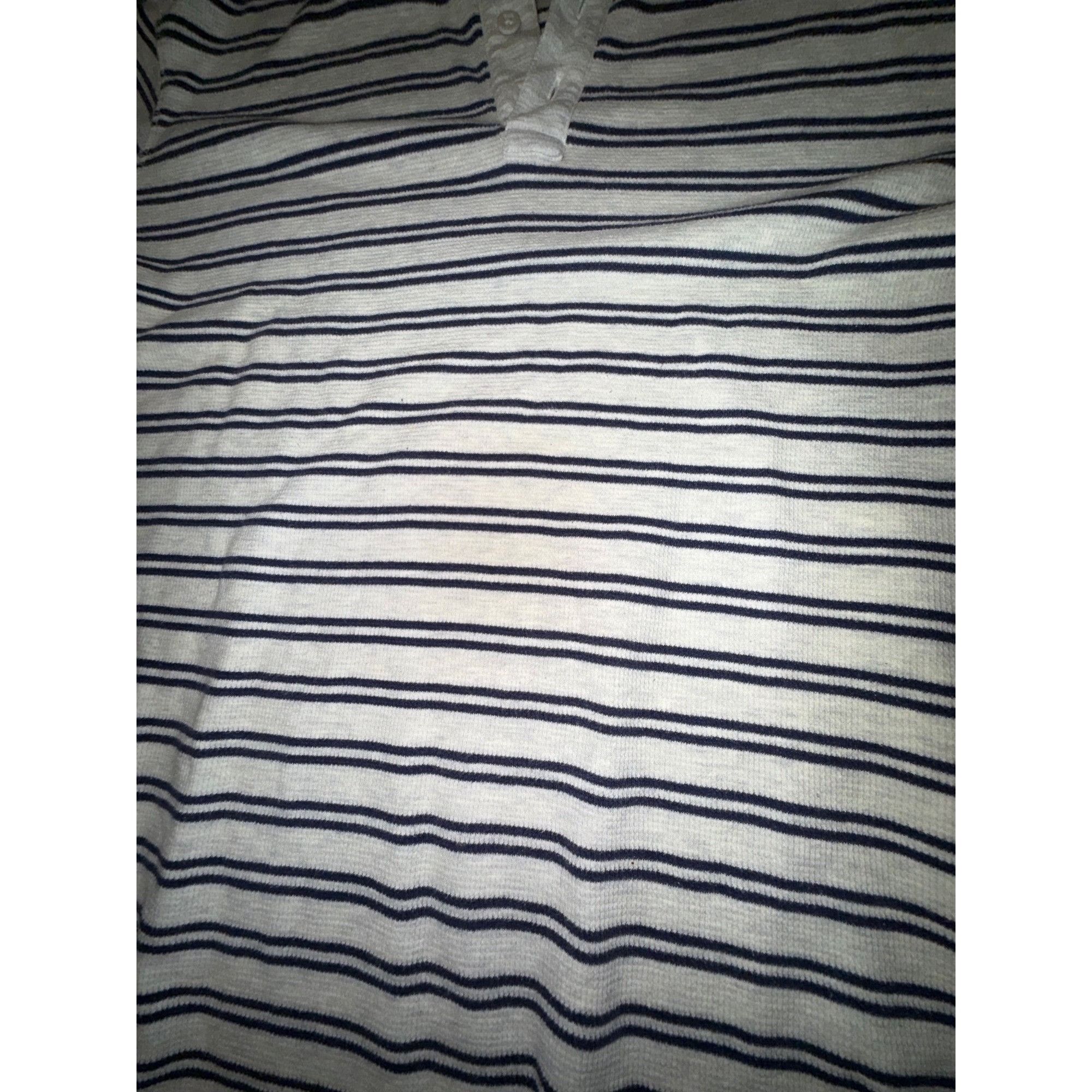 Chaps Chaps Mens XL Striped Long Sleeve Henley Shirt White & Navy Size US XL / EU 56 / 4 - 2 Thumbnail