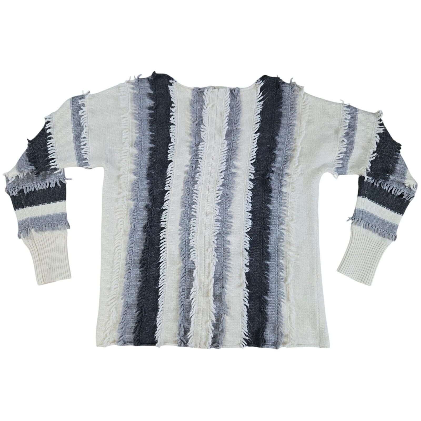 Vince Camuto Vince Camuto White Gray Fringe Sweater Size XS Size XS / US 0-2 / IT 36-38 - 2 Thumbnail
