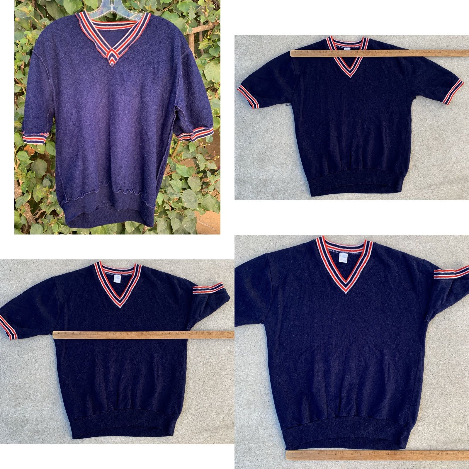 Vintage VINTAGE Short Sleeve Sweatshirt V-Neck Shirt Men M Blue Pullover Fleece Acrylic JCPenney Fashion rights? Size US M / EU 48-50 / 2 - 10 Thumbnail