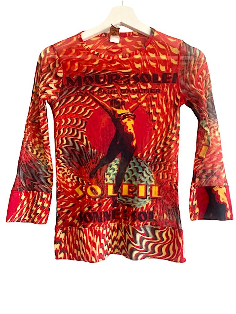 image of F/w 2000 Jean Paul Gaultier Mesh Top M in Red, Women's (Size Medium)