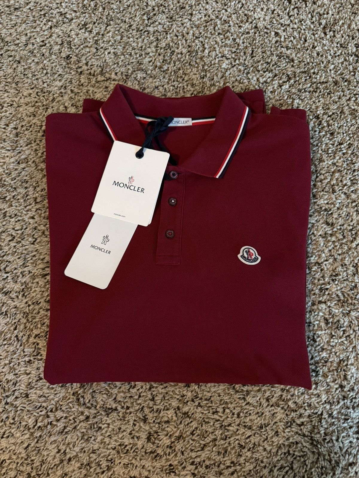 Moncler Tricolor-Trimmed Cotton Piquet Polo Shirt Size US M / EU 48-50 / 2 - 1 Thumbnail