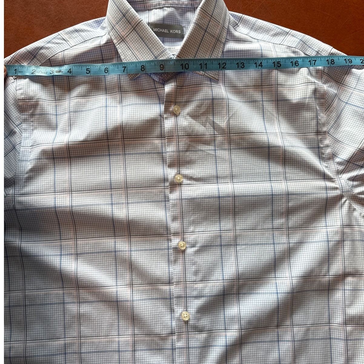 Michael Kors Michael Kors Light Blue Plaid Men Performance Dress Shirt L Size US L / EU 52-54 / 3 - 6 Thumbnail